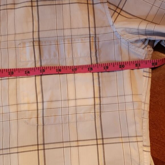 Perry Ellis 100% Cotton Button Down Casual Shirt, Medium, Blue & White Plaid - Picture 3 of 7